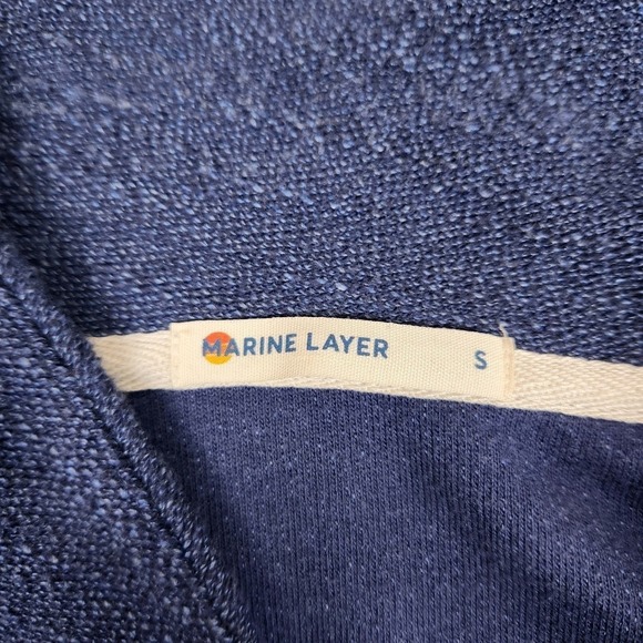 Marine Layer Sweater Shawl Neck Denim Blue Sz S Davis Lightweight Cotton Blend - Picture 6 of 9